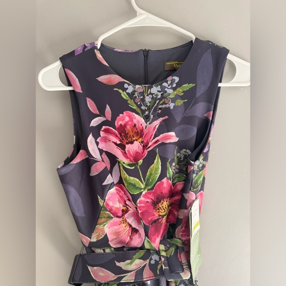Melonie T Women’s Belted Sleeveless Floral Maxi Evening Gown Dress SZ 4 New - Picture 3 of 11